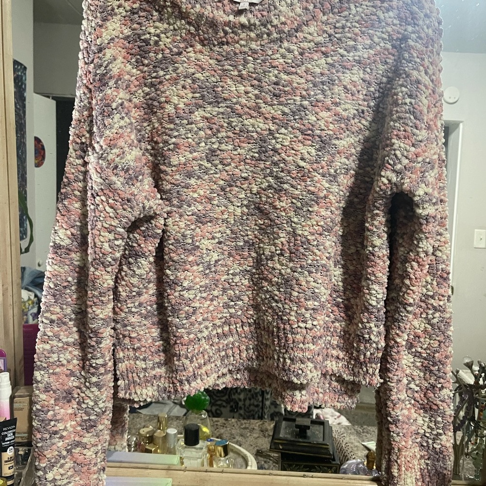 Multi-Colored Chunky Knit Turtleneck Sweater